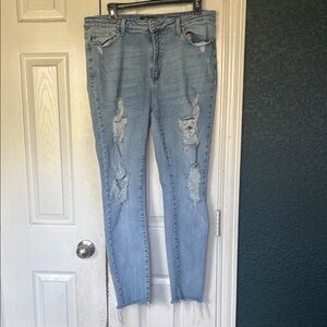 Judy Blue Light Blue Distressed Skinny Jeans